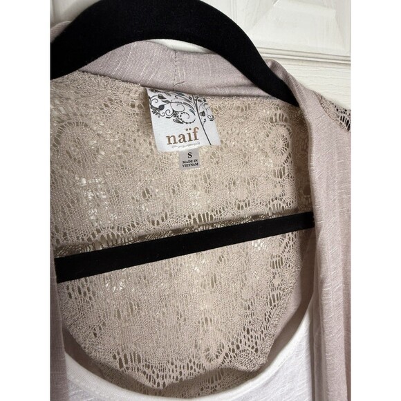 Size S- Women’s Top Sleeveless Open Front Shirt Long Vest Neutral NWT - Picture 3 of 4